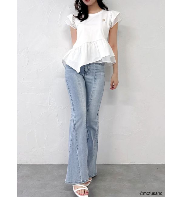dazzlin「【mofusandコラボ】アシメシアーフリルロゴTシャツ」|Tシャツ・カットソー|