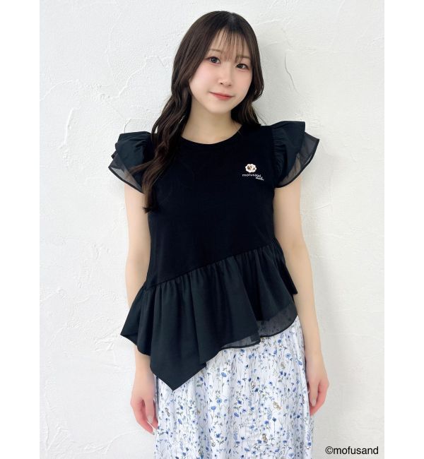dazzlin「【mofusandコラボ】アシメシアーフリルロゴTシャツ」|Tシャツ・カットソー|