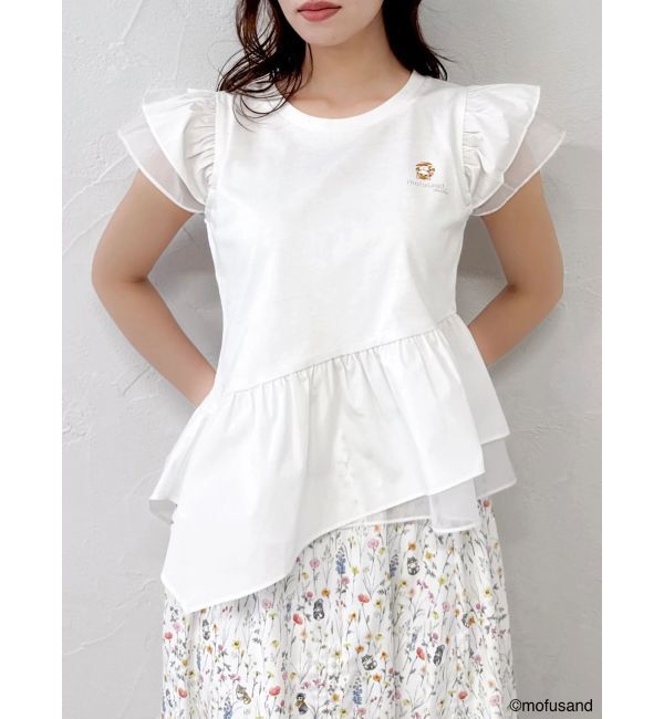 dazzlin「【mofusandコラボ】アシメシアーフリルロゴTシャツ」|Tシャツ・カットソー|