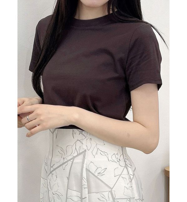 MERCURYDUO「シンプルコンパクトTシャツ」|Tシャツ・カットソー|ブラウン