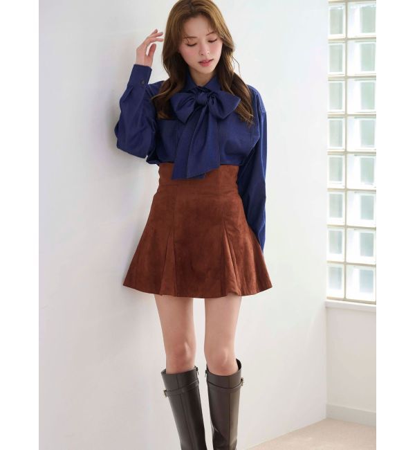 MERCURYDUO「配色ステッチビッグリボンセットシャツ」|シャツ・ブラウス|