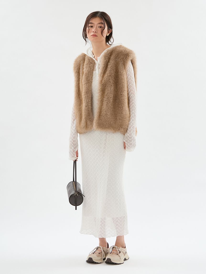 emmi atelier「カットレースフーディーワンピース」|ワンピース|