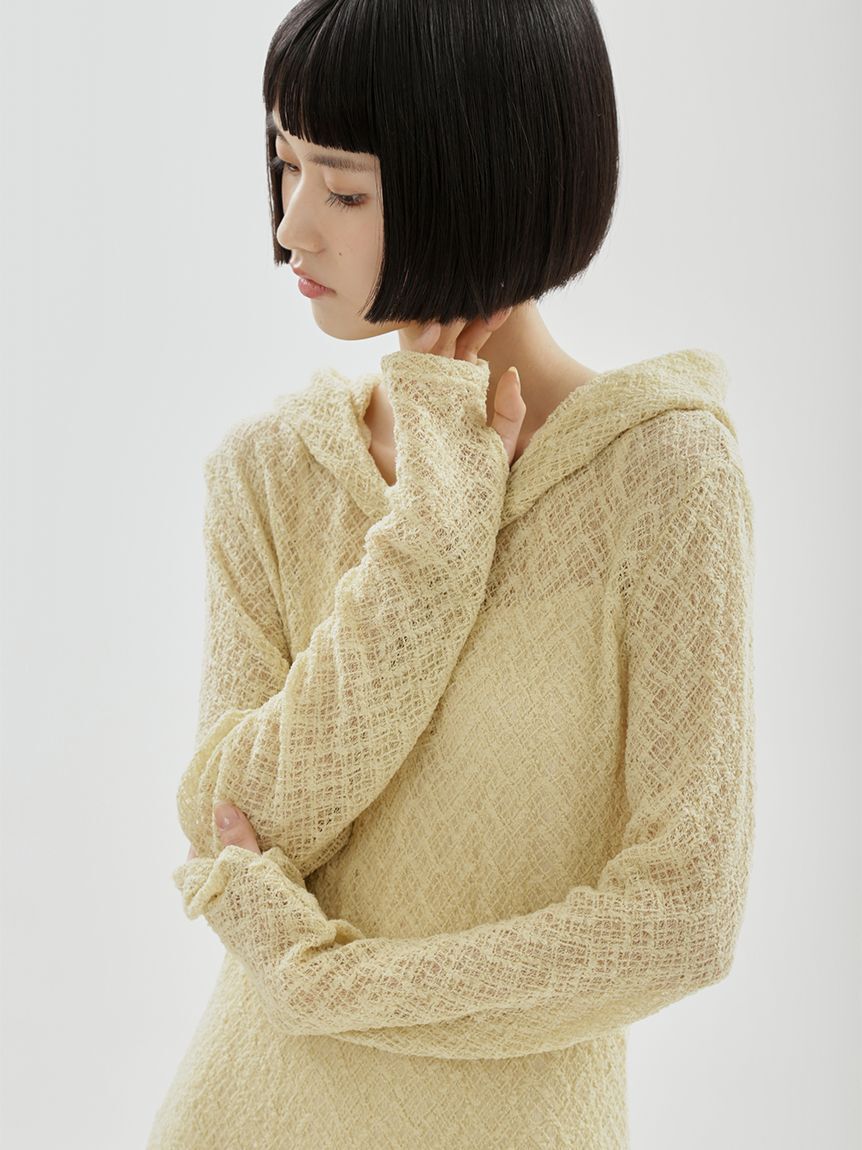 emmi atelier「カットレースフーディーワンピース」|ワンピース|