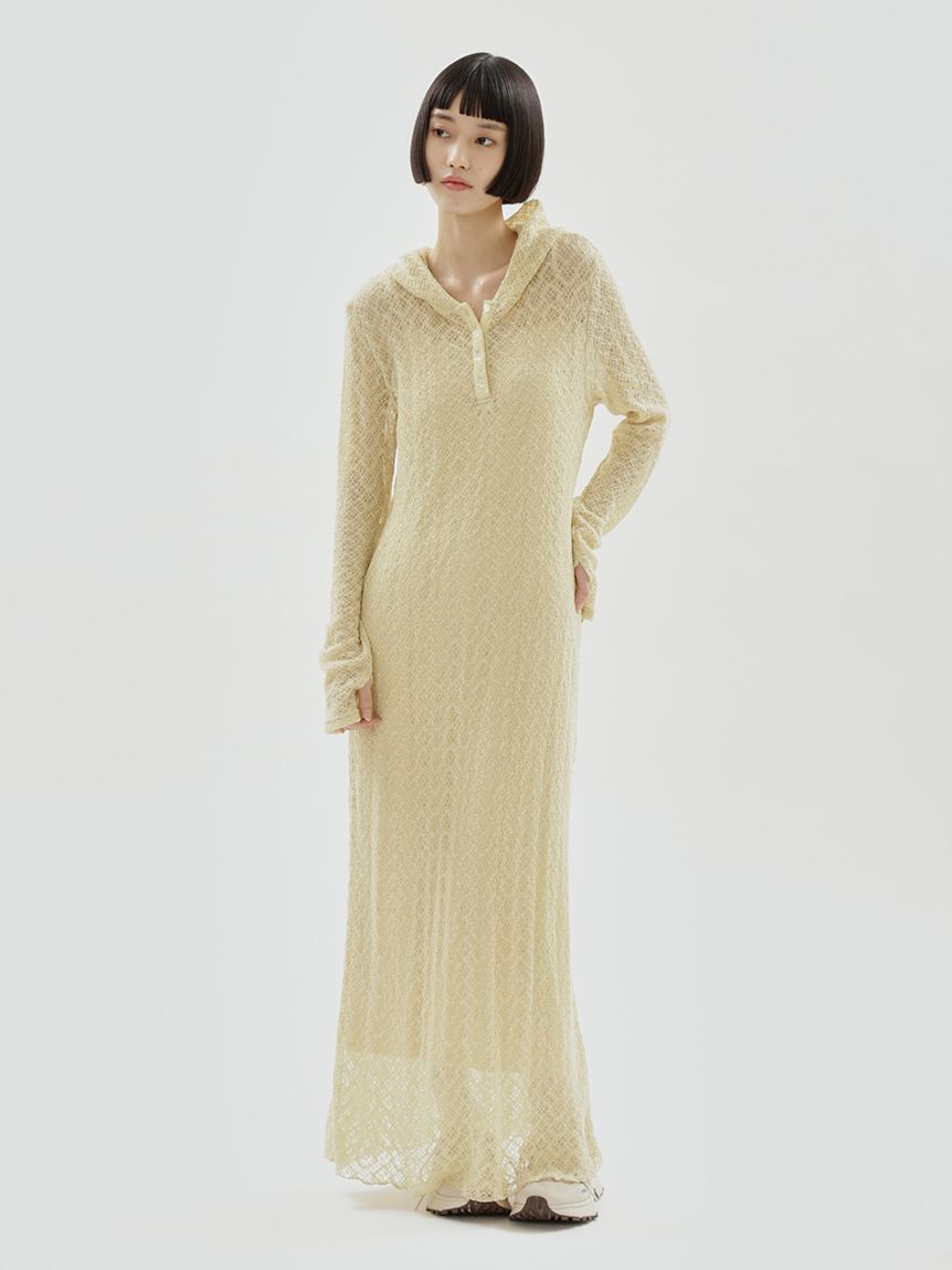 emmi atelier「カットレースフーディーワンピース」|ワンピース|YEL
