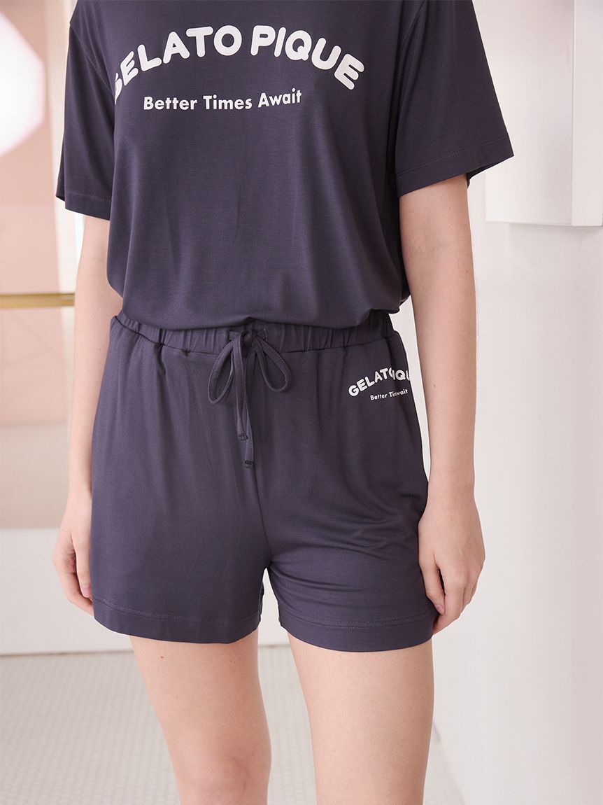 gelato pique「【接触冷感】カジュアルレーヨンロゴTシャツ&ショートパンツセット」|ルームウェア|