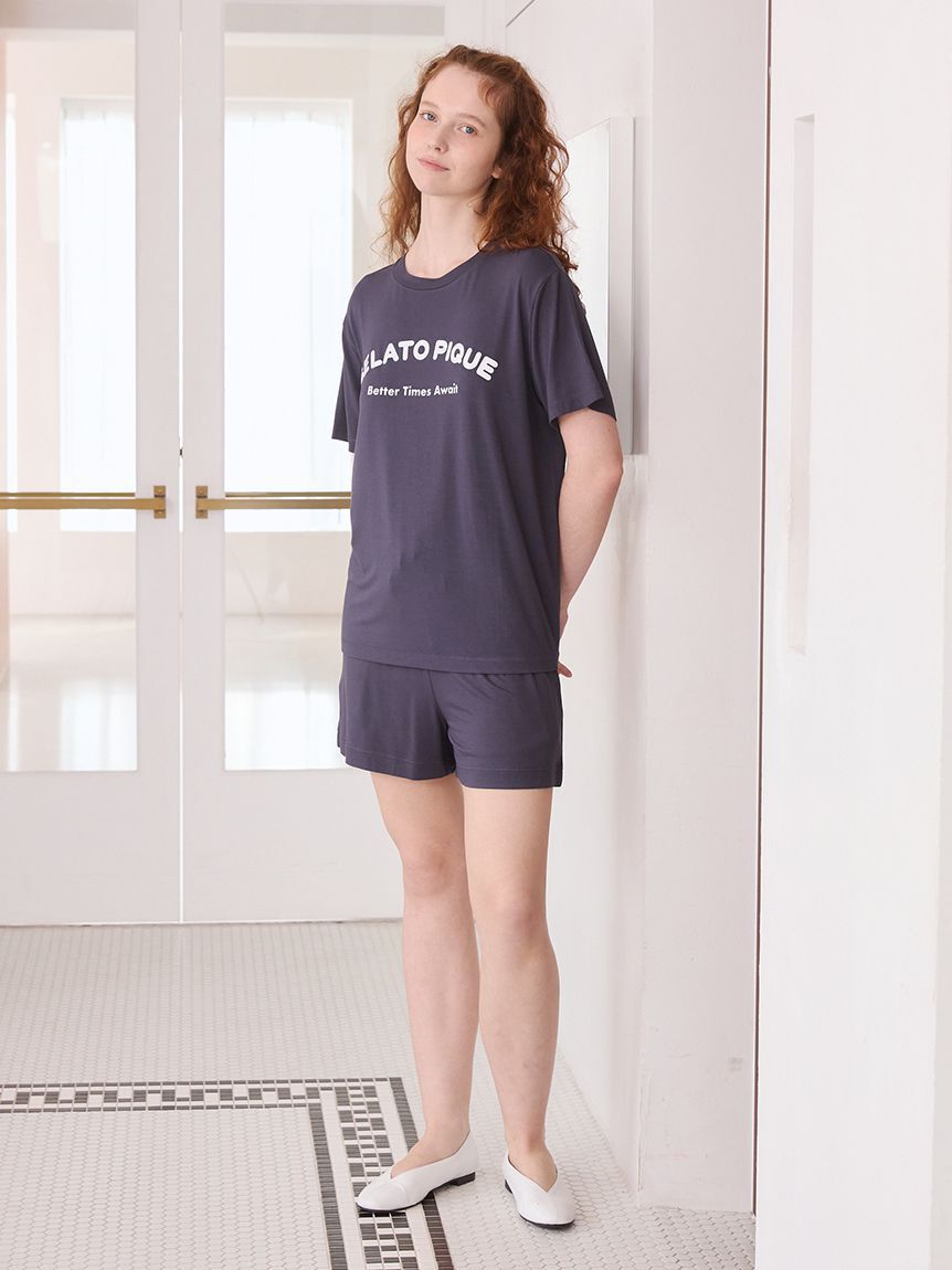 gelato pique「【接触冷感】カジュアルレーヨンロゴTシャツ&ショートパンツセット」|ルームウェア|