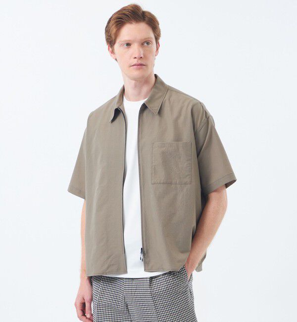 MACKINTOSH PHILOSOPHY「ジップアップ半袖シャツ COOLDOTSミニリップ」|シャツ・ブラウス|ベージュ