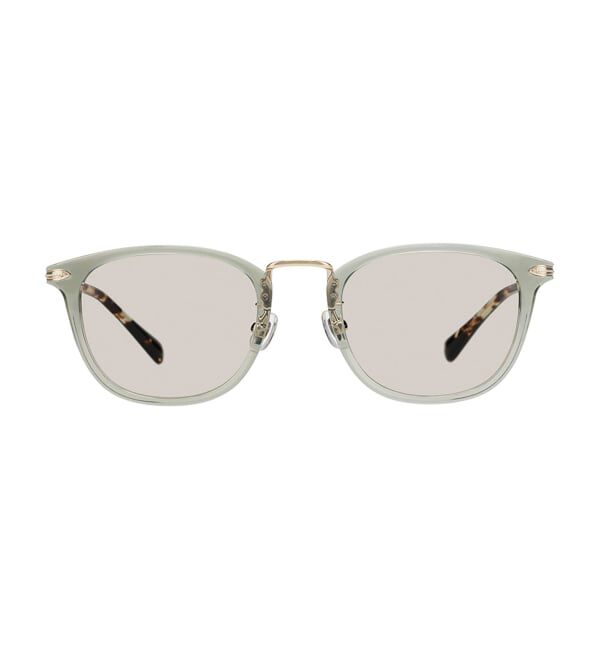  「ウェリントン型 サングラス | カラーレンズ コンビネーションフレーム UVカット TREND SUNGLASSES」|サングラス|薄グリーン