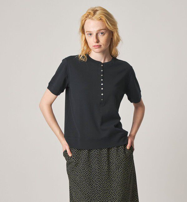 Steven Alan＞コットン ヘンリーネック ショートスリーブ プルオーバー