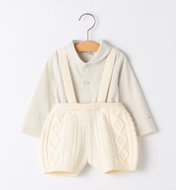 SHIPS KIDS「SHIPS KIDS:70～80cm /ニット セット ロンパース」|ロンパース|オフホワイト