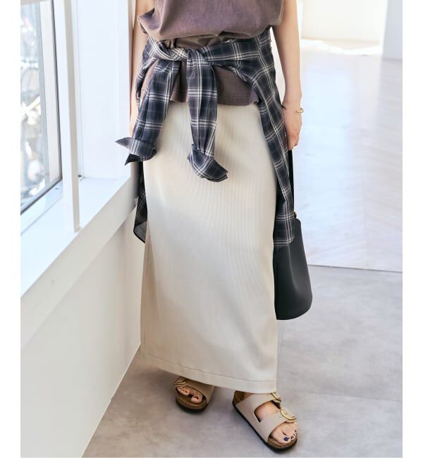 Spick and Span「《追加》CO/PEリブタイトスカート」|スカート|ナチュラル