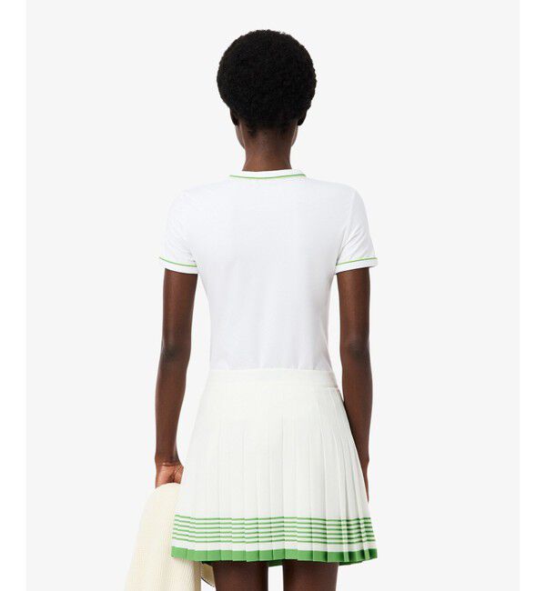LACOSTE「レーヨンブレンドトリム 配色ライン半袖Tシャツ」|Tシャツ・カットソー|