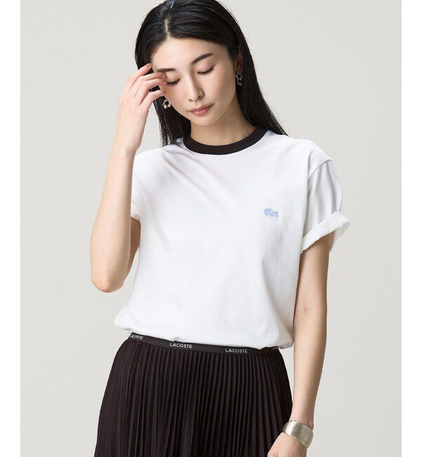LACOSTE「配色ネックリブリンガーネックTシャツ」|Tシャツ・カットソー|