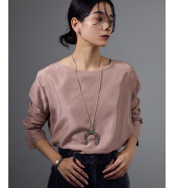 SALON adam et rope'「[25AW]GENTLE SILK ロングスリーブプルオーバー【セットアップ対応・洗える】」|シャツ・ブラウス|ピンク系(65)