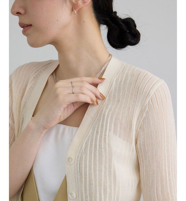 SALON adam et rope'「シアーワイドリブVネックカーディガン」|カーディガン|