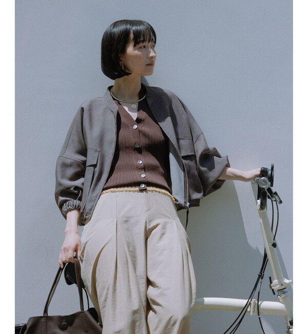 SALON adam et rope'「シアーワイドリブVネックカーディガン」|カーディガン|