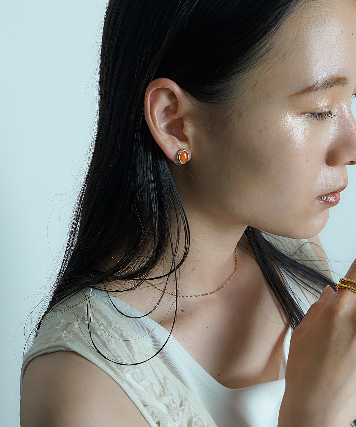 SMELLY「SMELLY so&rsquo;　carnelian oval earring」|イヤリング|