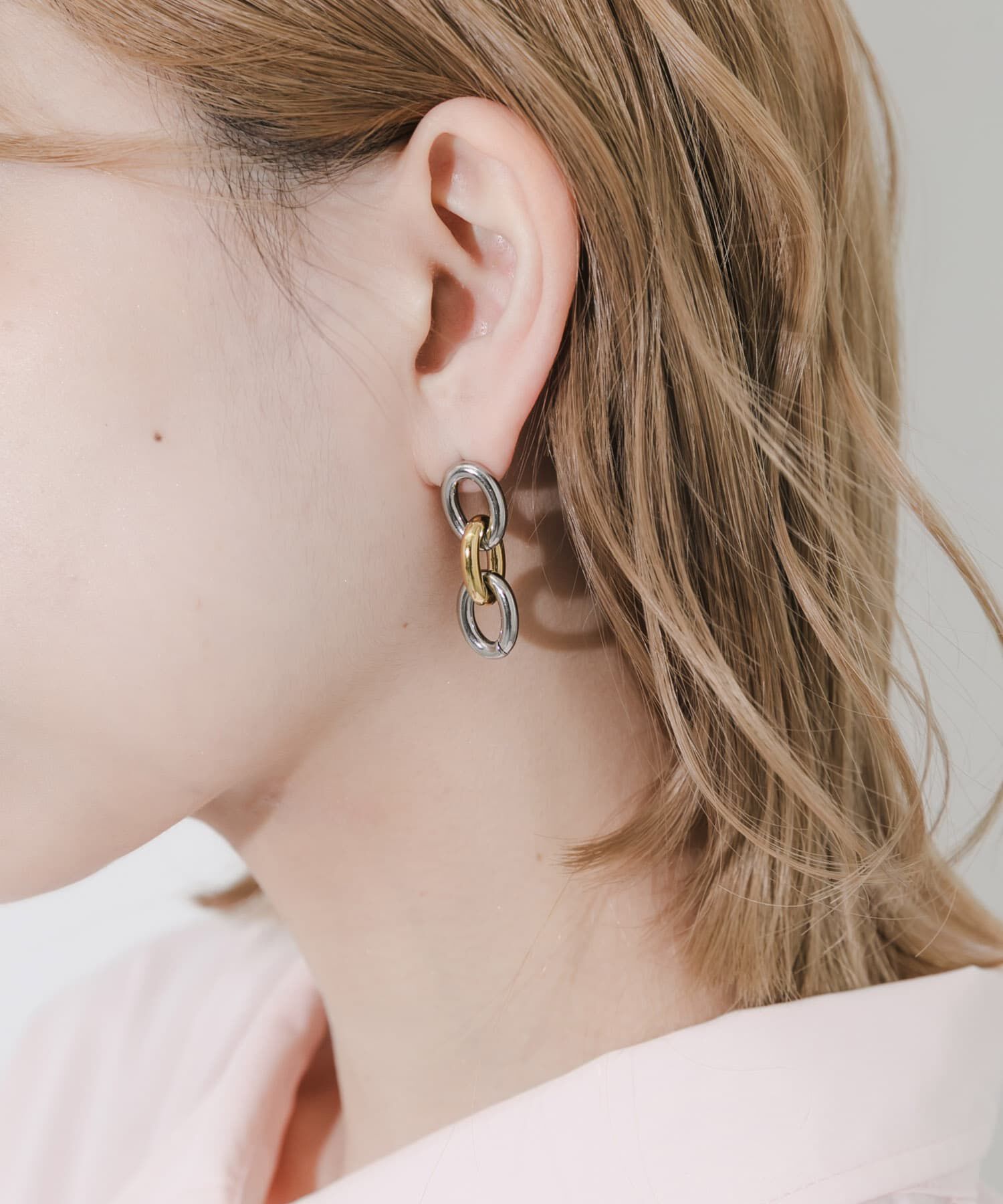 SMELLY「ステンレスコンビカラーチェーンピアス」|ピアス|