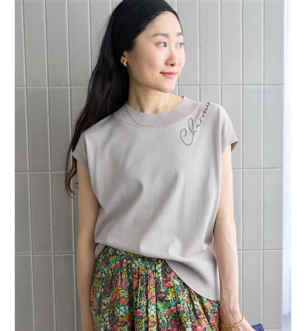  「ネック刺繍フレンチプルオーバー」|ニット・セーター|