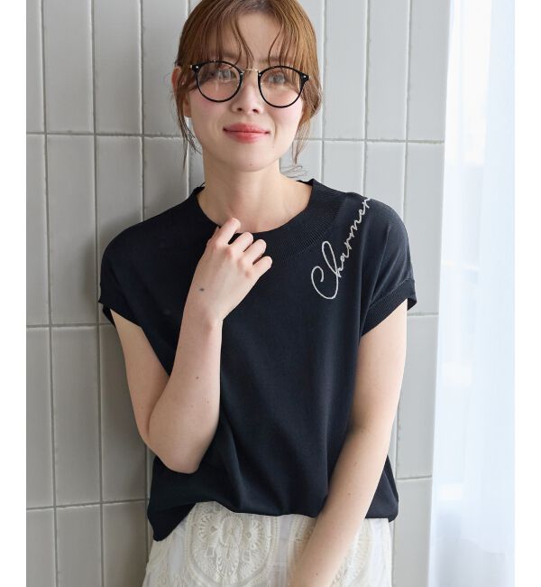  「ネック刺繍フレンチプルオーバー」|ニット・セーター|