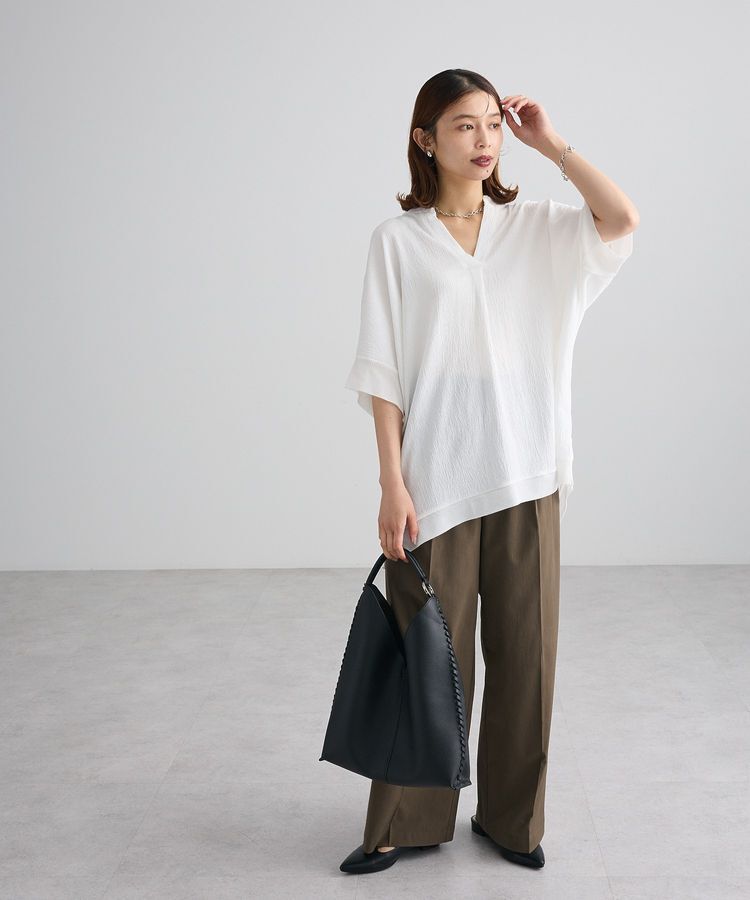 Green Parks「シアーリブ切替スキッパーチュニック」|チュニック|