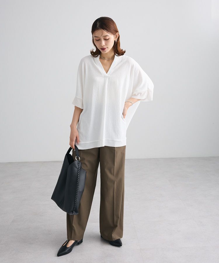 Green Parks「シアーリブ切替スキッパーチュニック」|チュニック|
