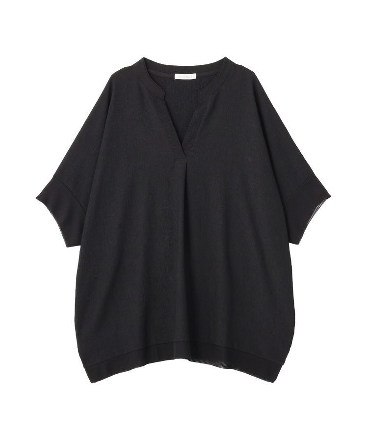 Green Parks「シアーリブ切替スキッパーチュニック」|チュニック|Black
