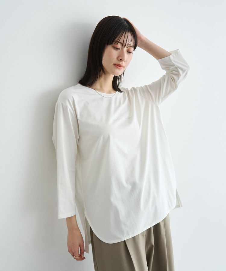 YECCA VECCA「ラウンドヘム7分袖ロゴTee」|Tシャツ・カットソー|