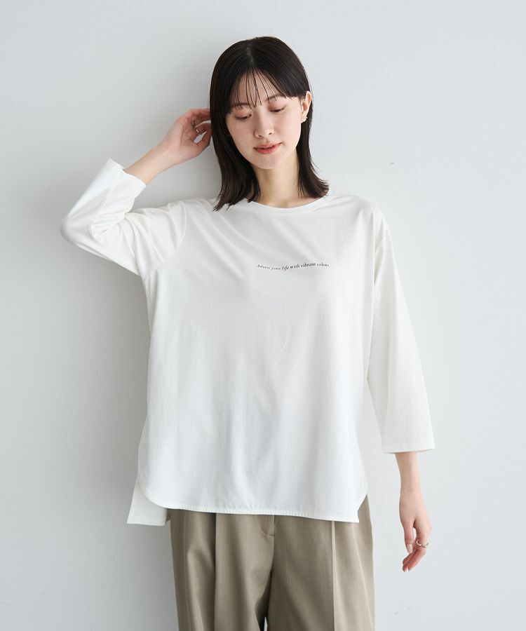 YECCA VECCA「ラウンドヘム7分袖ロゴTee」|Tシャツ・カットソー|