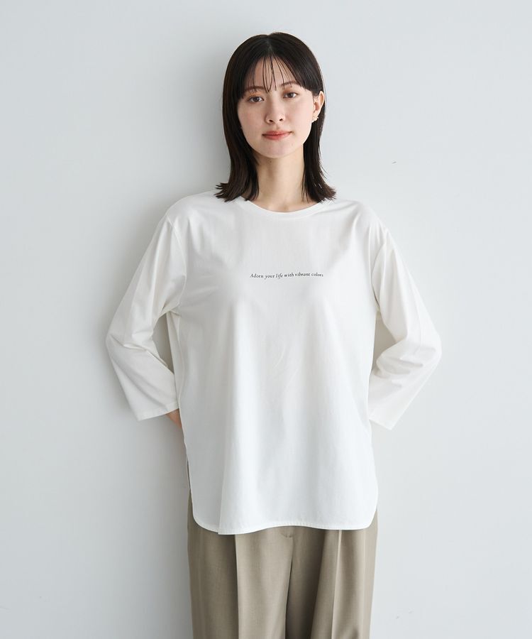 YECCA VECCA「ラウンドヘム7分袖ロゴTee」|Tシャツ・カットソー|