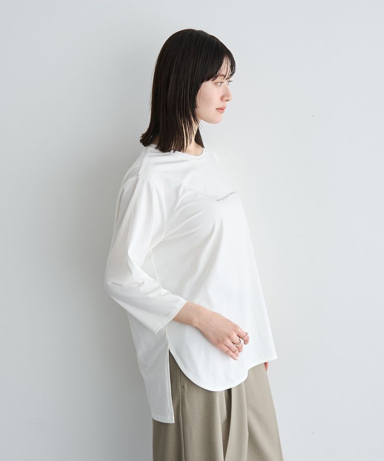 YECCA VECCA「ラウンドヘム7分袖ロゴTee」|Tシャツ・カットソー|