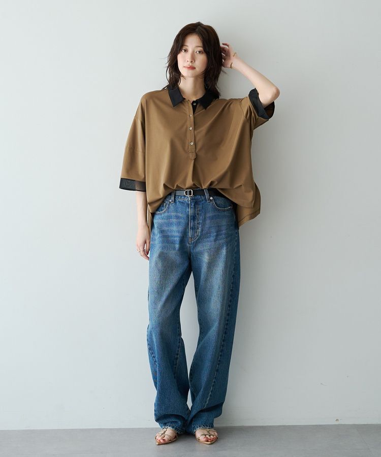 Editt by YECCA VECCA「袖口シアーポロカットソー」|Tシャツ・カットソー|