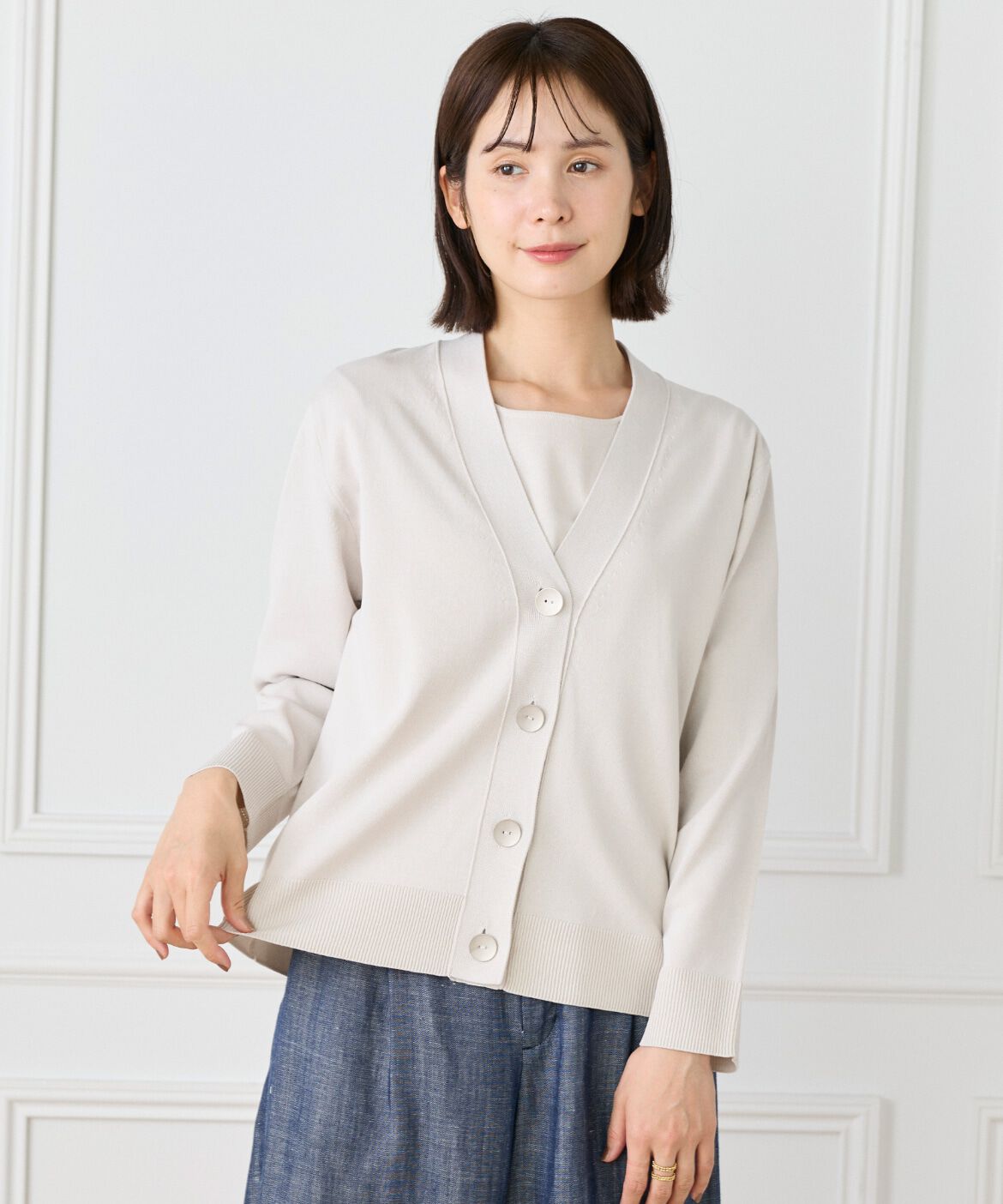 Le Souk「《大きいサイズ》Vネックカーディガン」|カーディガン|