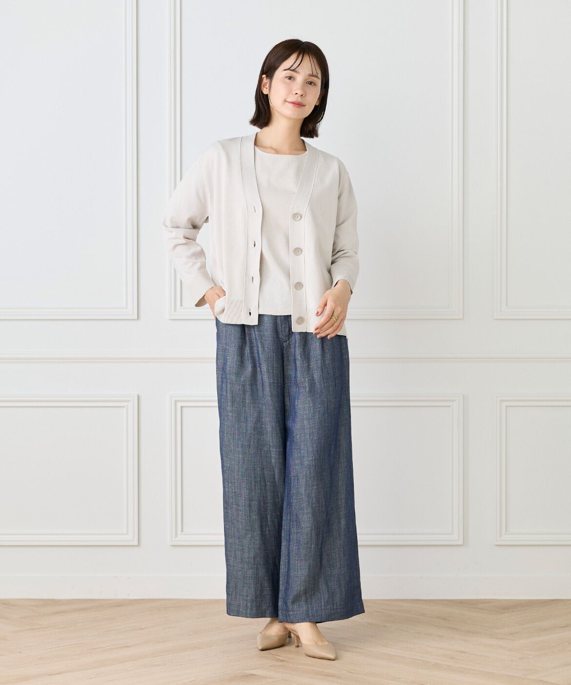 Le Souk「《大きいサイズ》Vネックカーディガン」|カーディガン|