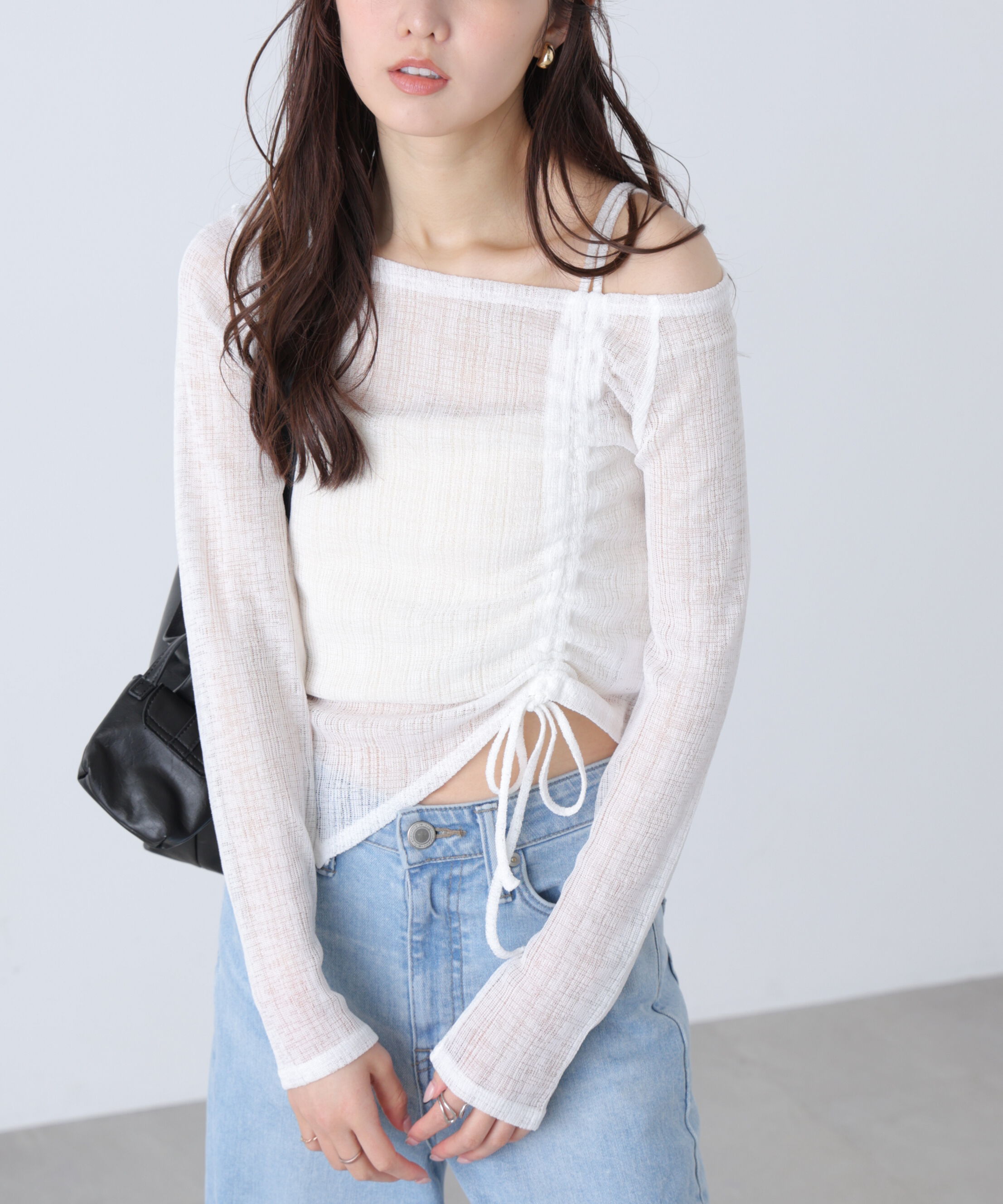  「シアーストライプワンショルシャーリングカットソー」|Tシャツ・カットソー|
