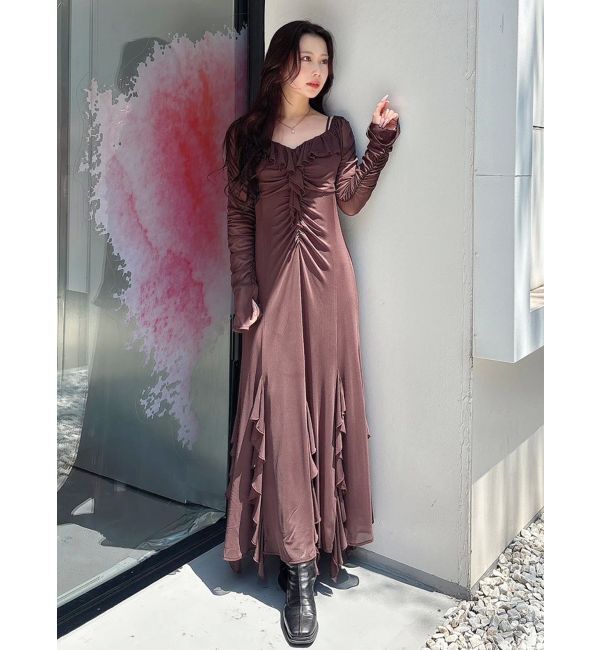 MERCURYDUO「チュールラッフルヘムワンピース」|ワンピース|