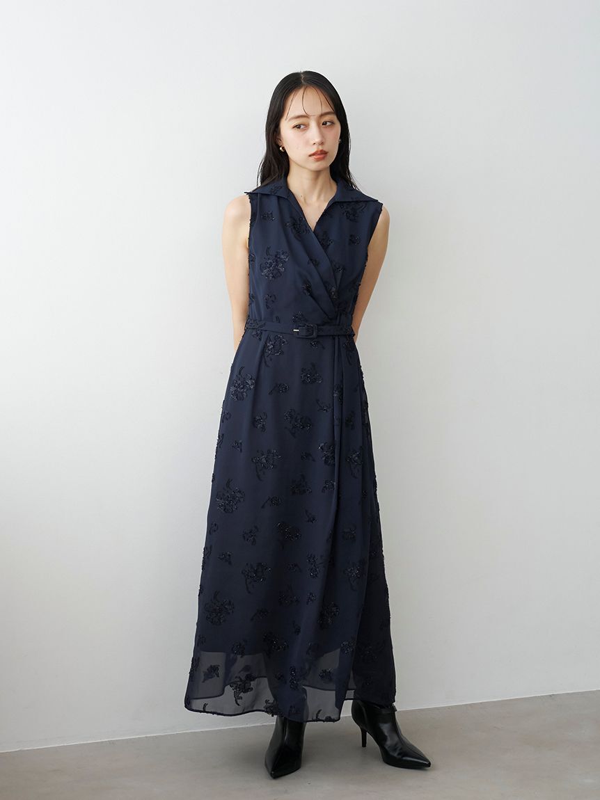SNIDEL「【HIGH QUALITY】ラメジャガードカシュクールワンピース」|ワンピース|