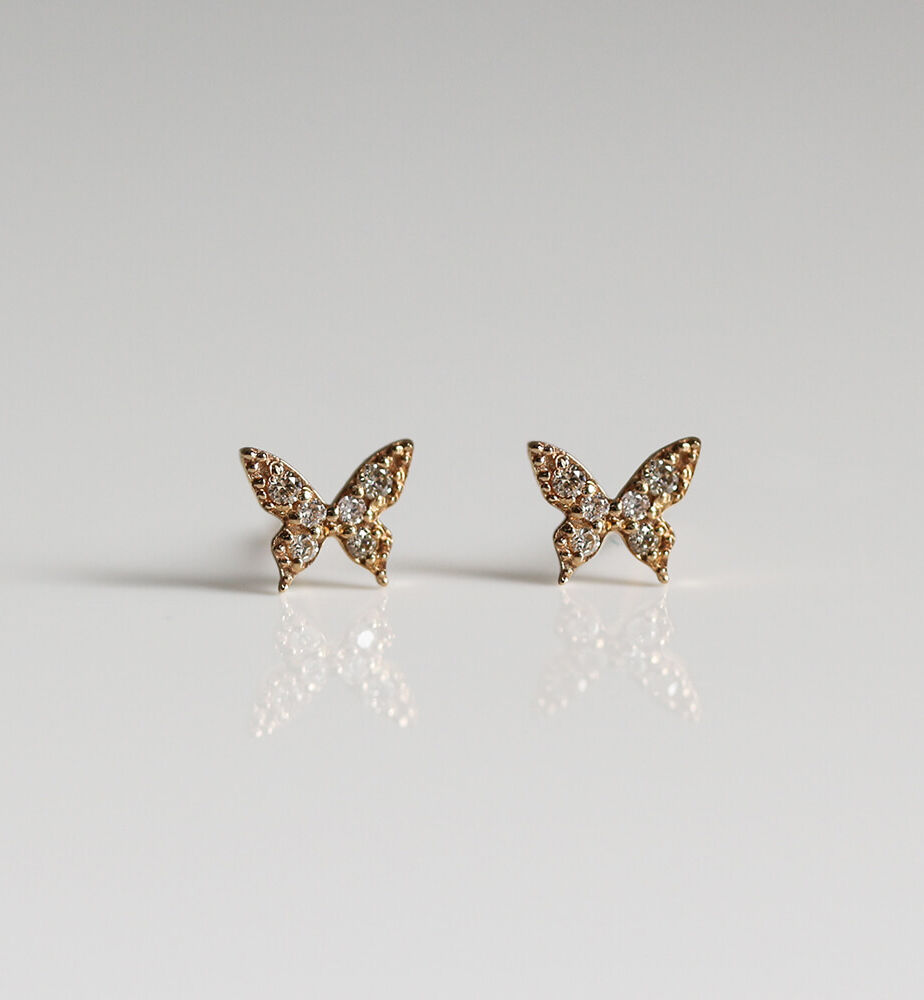  「ダイヤモンド バタフライ ピアス | K10YG」|ピアス|