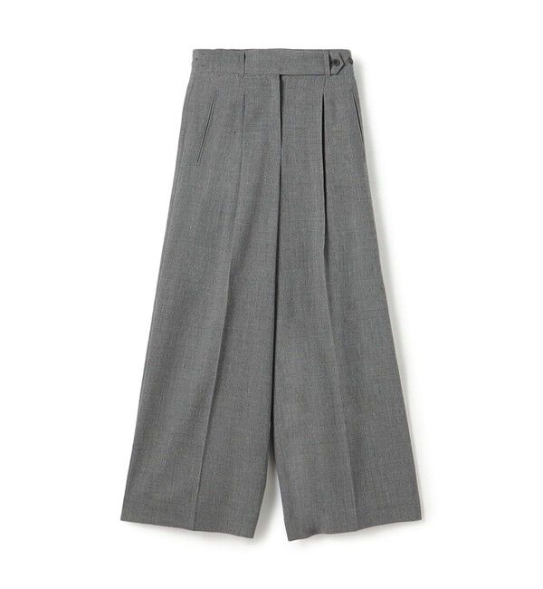 DES PRES「ウールジョーゼット タックワイドパンツ」|スラックス|15 グレー