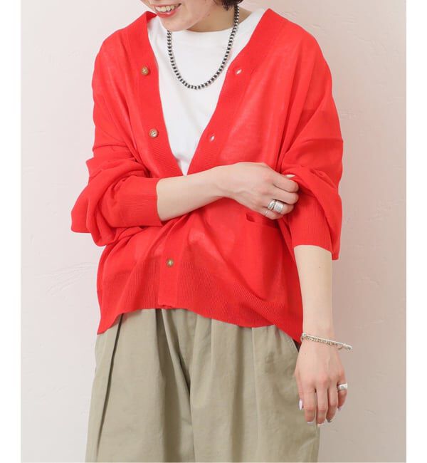 journal standard luxe「シアージャージー Vネックカーディガン」|カーディガン|レッド