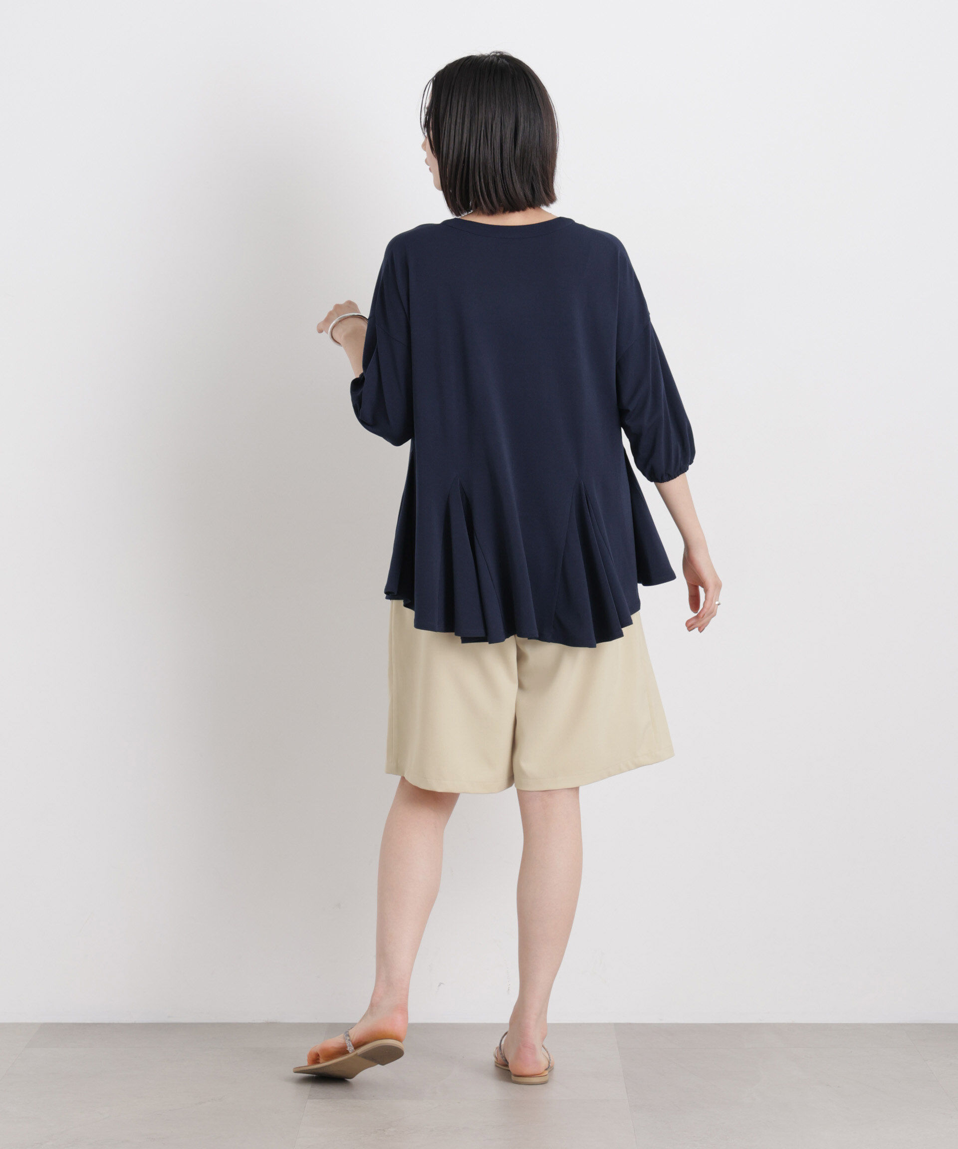 NANO universe「メランジストレッチベルト付ハーフパンツ(セットアップ可)」|チノ|