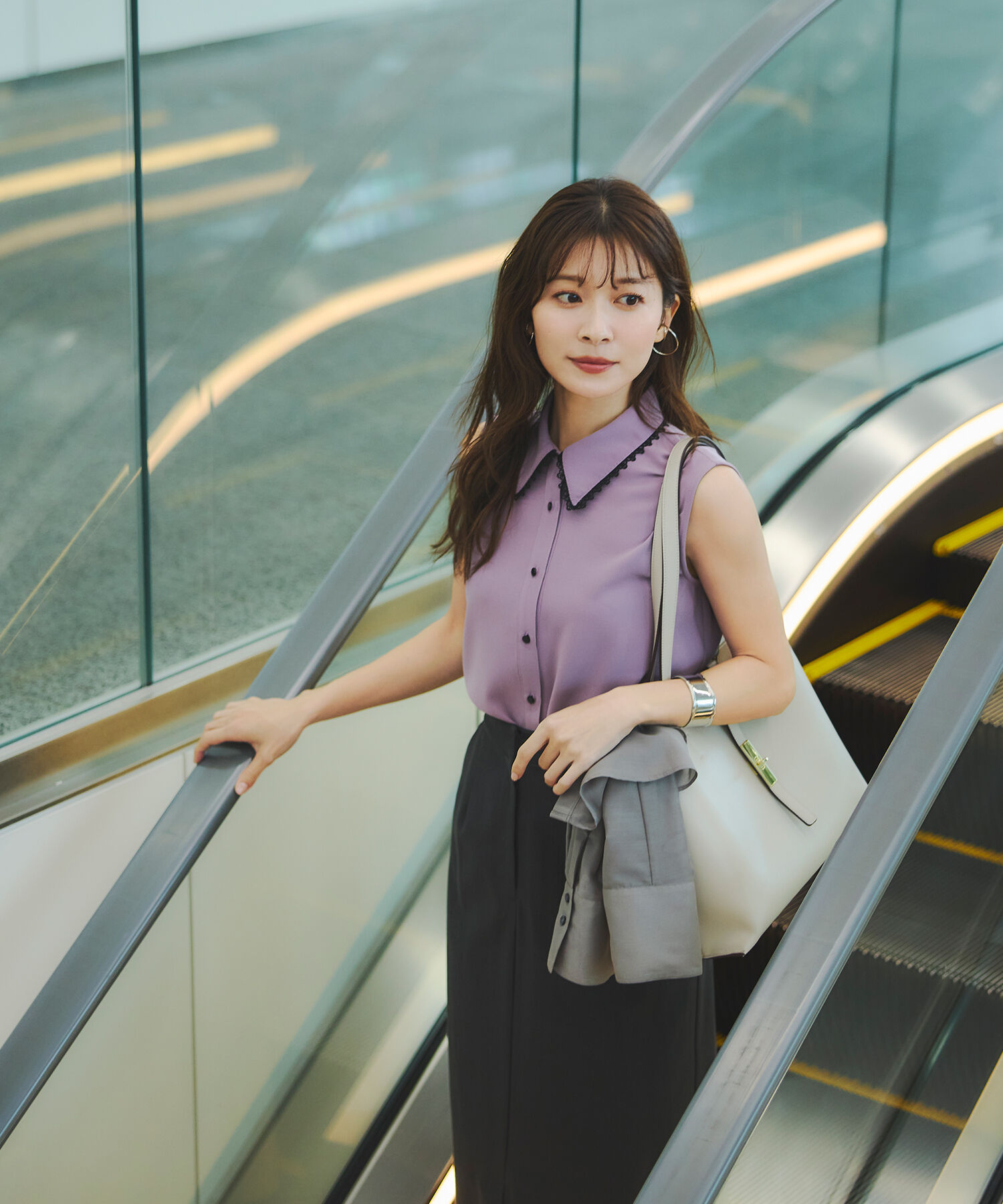  「〈山本里菜さんコラボ〉レーストリミングカラーブラウス」|シャツ・ブラウス|ピンク2