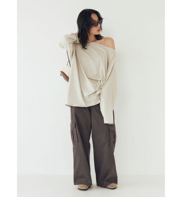 Ungrid「ボートネックビックシルエットロングスリーブTee」|Tシャツ・カットソー|