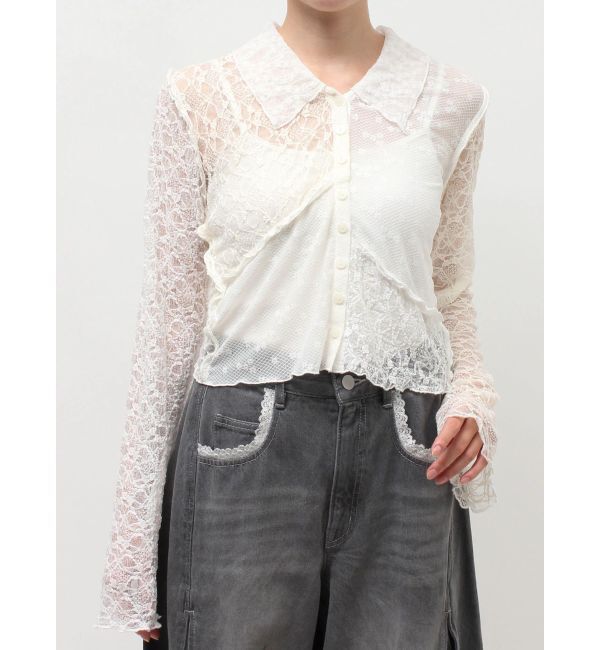merry jenny「fog color blocking cardigan」|カーディガン|