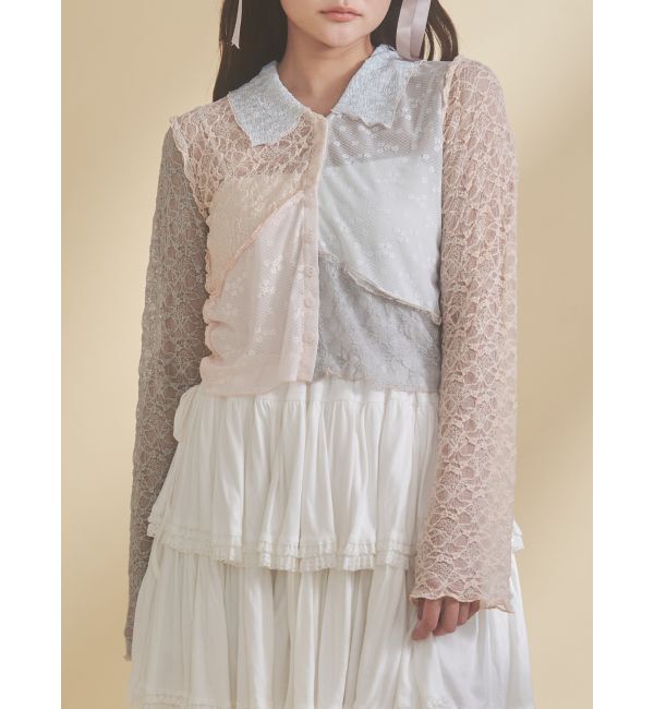 merry jenny「fog color blocking cardigan」|カーディガン|ブルー