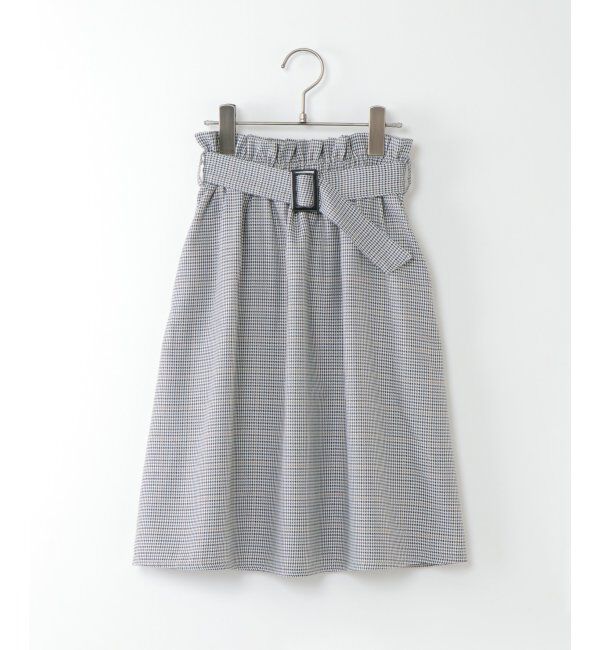 ikka kids「【キッズ】チェックベルト付きフレアスカート（100~160cm）」|スカート|グレイ