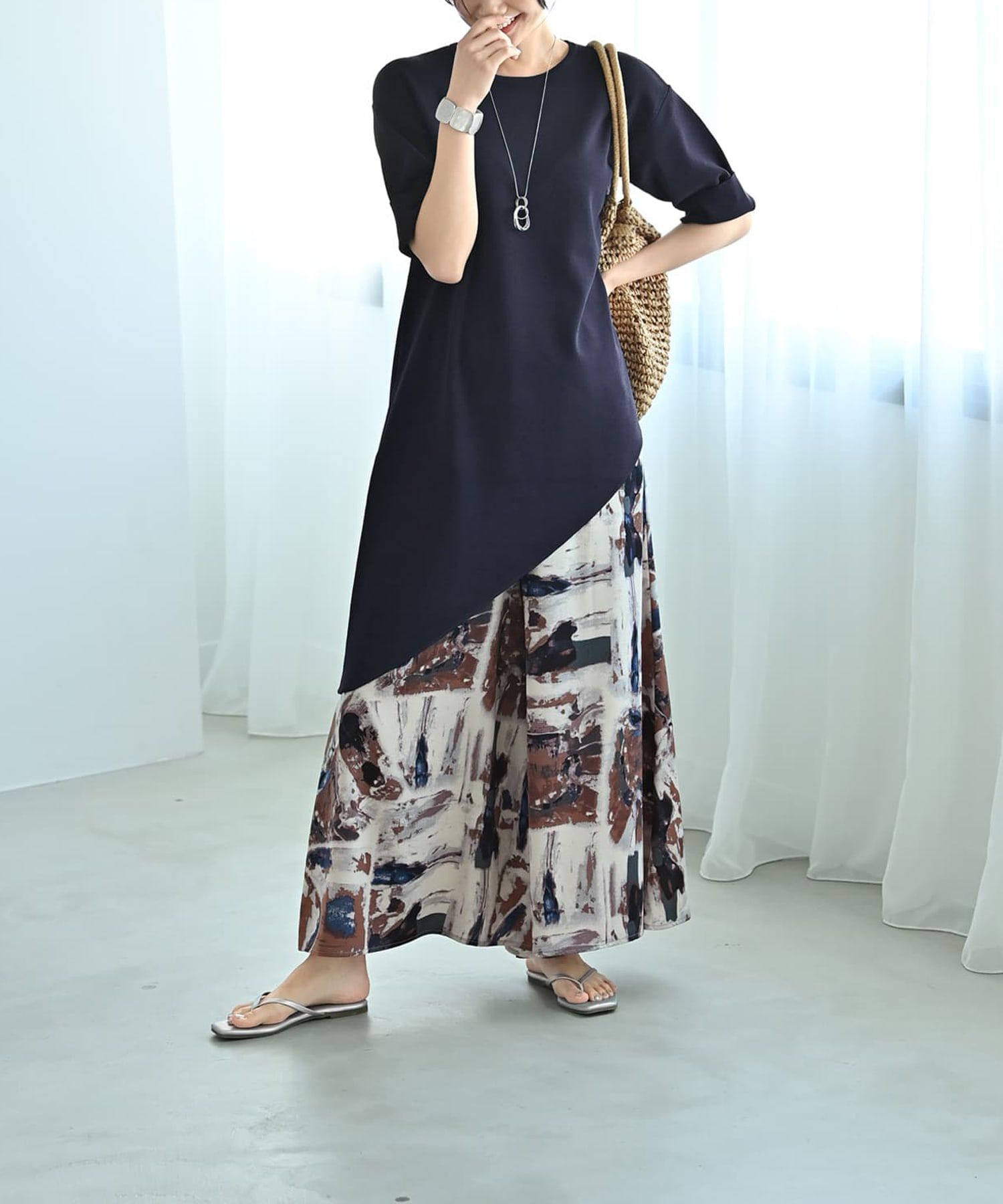 STYLE DELI「【Kana Oyama&times;BLK001】アシメトップス／DELI size」|Tシャツ・カットソー|