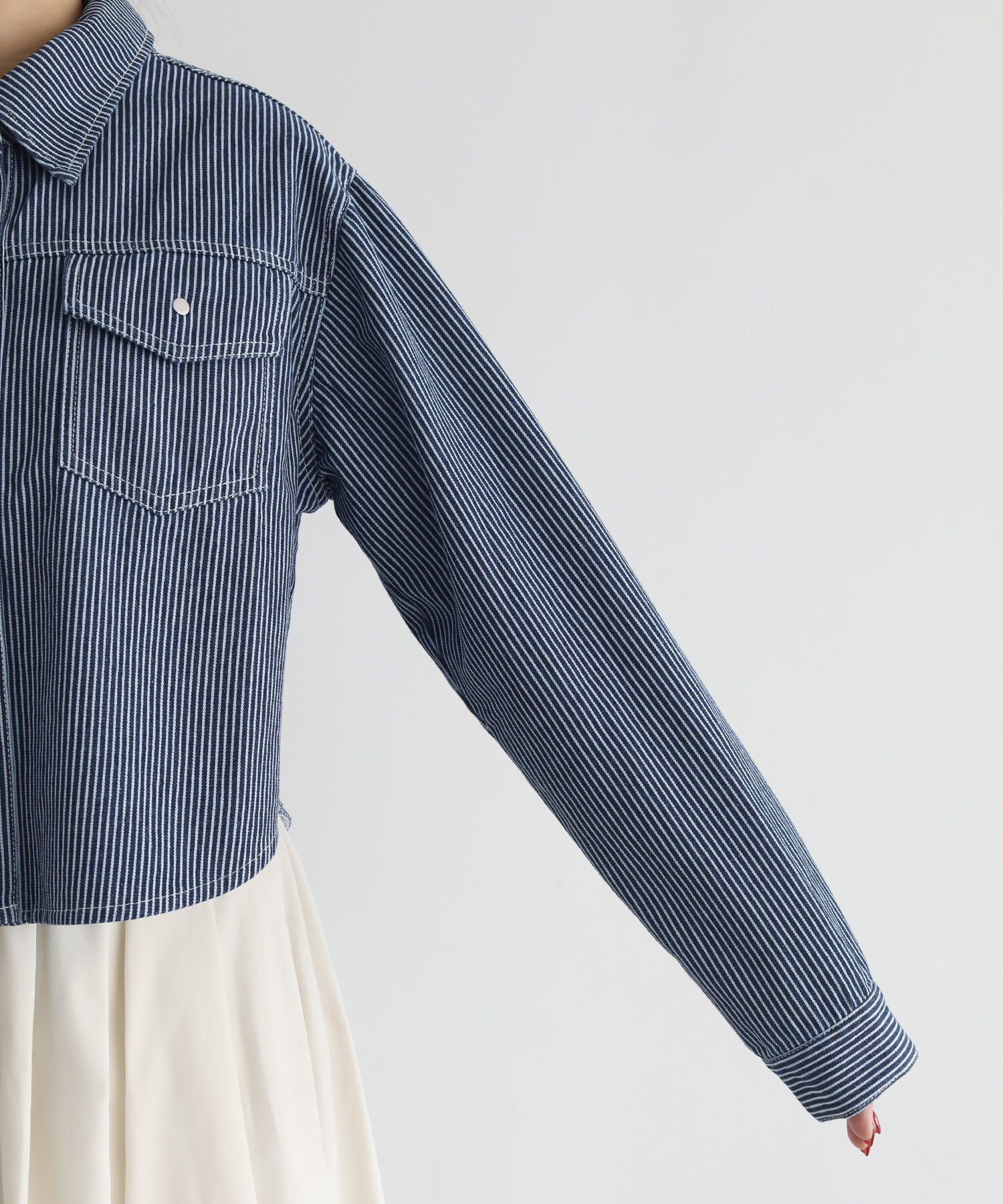 STYLE DELI「ヒッコリーストライプ柄シャツジャケット」|シャツ・ブラウス|
