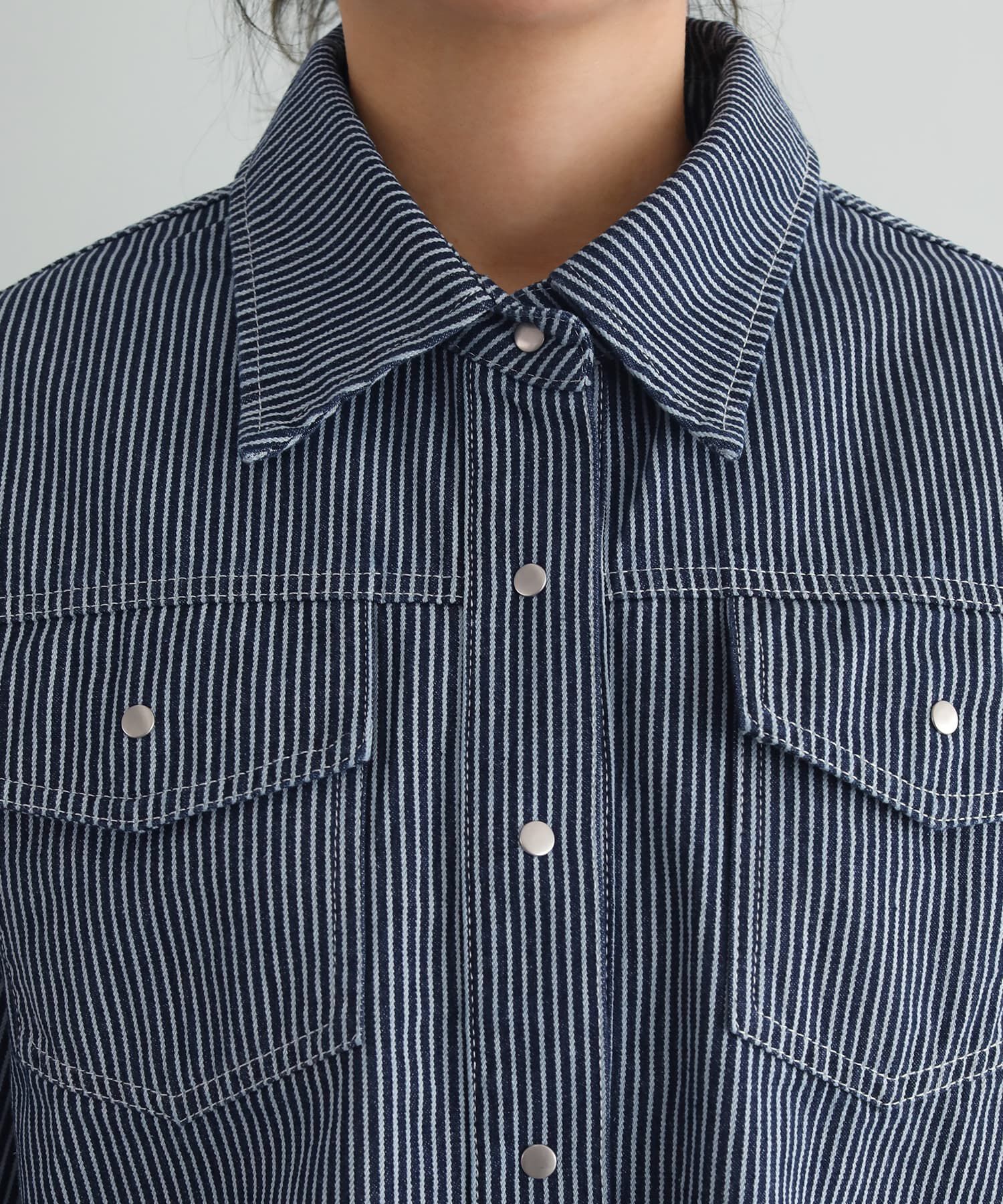 STYLE DELI「ヒッコリーストライプ柄シャツジャケット」|シャツ・ブラウス|