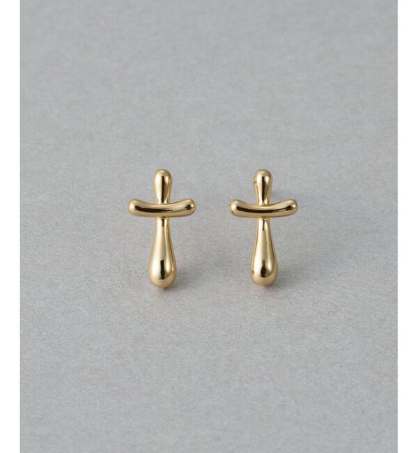 ete「クロス ピアス」|ピアス|イエローゴールド